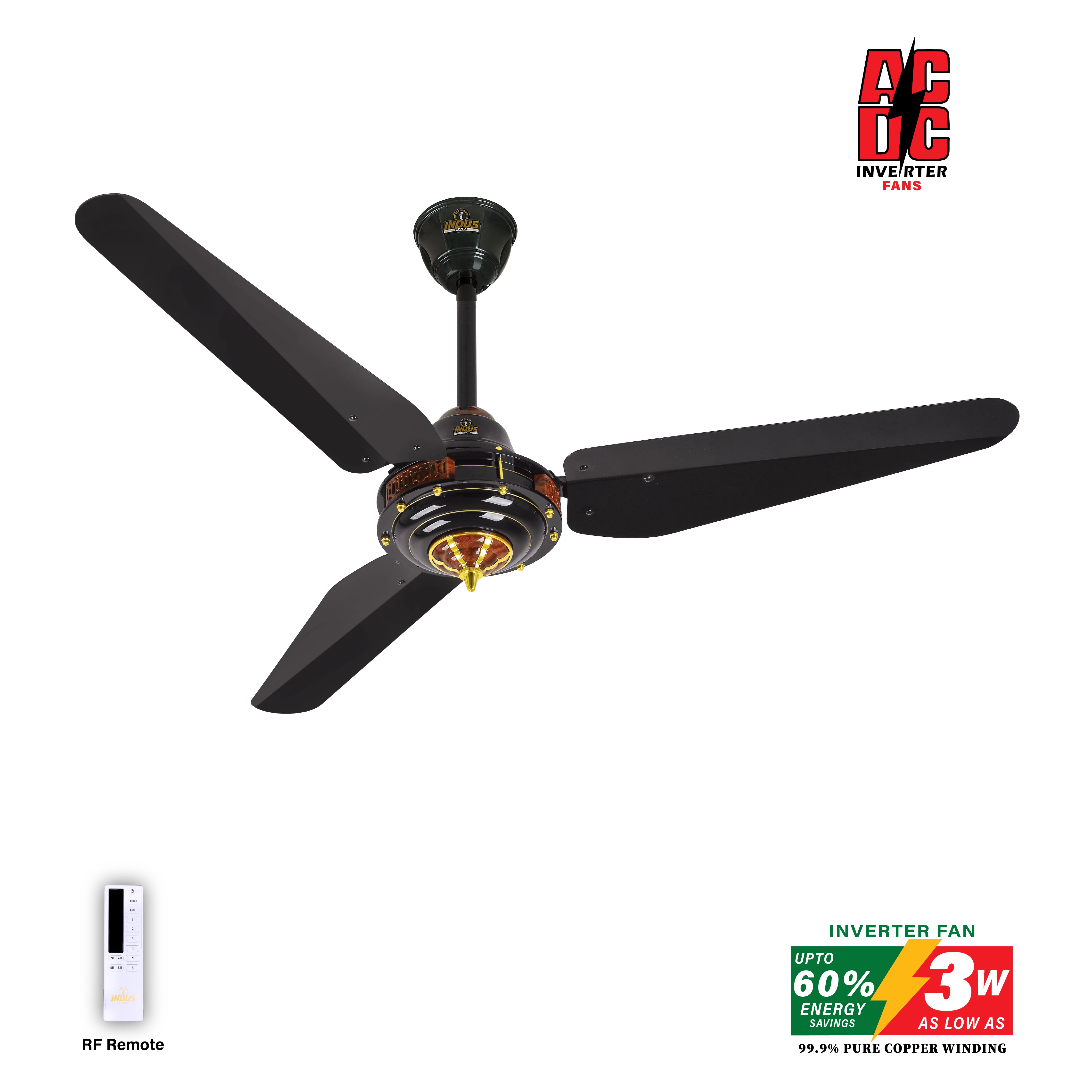 Crown Model Ceiling Fan (AC DC Solar Fans) – Indus Home Appliances