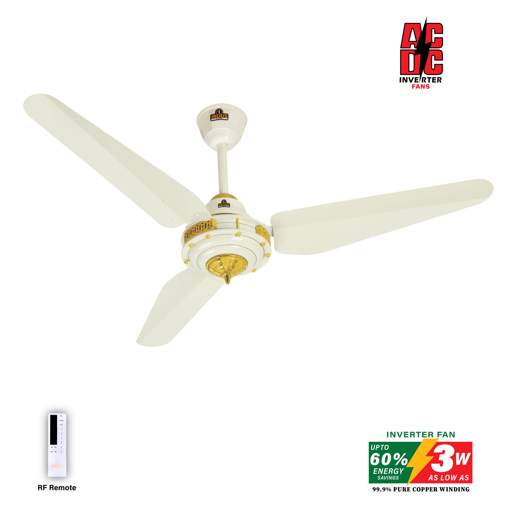 Crown Model Ceiling Fan (AC DC Solar Fans) – Indus Home Appliances